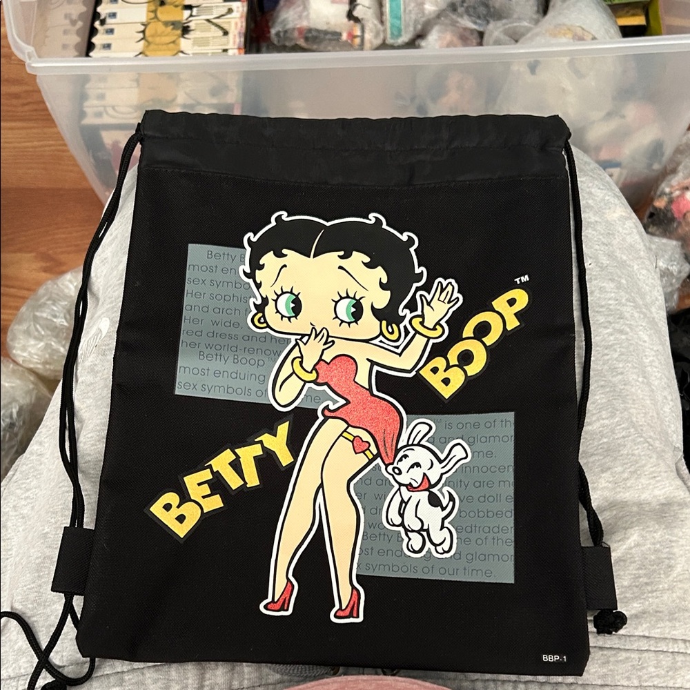 Betty Boop Black Drawstring Backpack